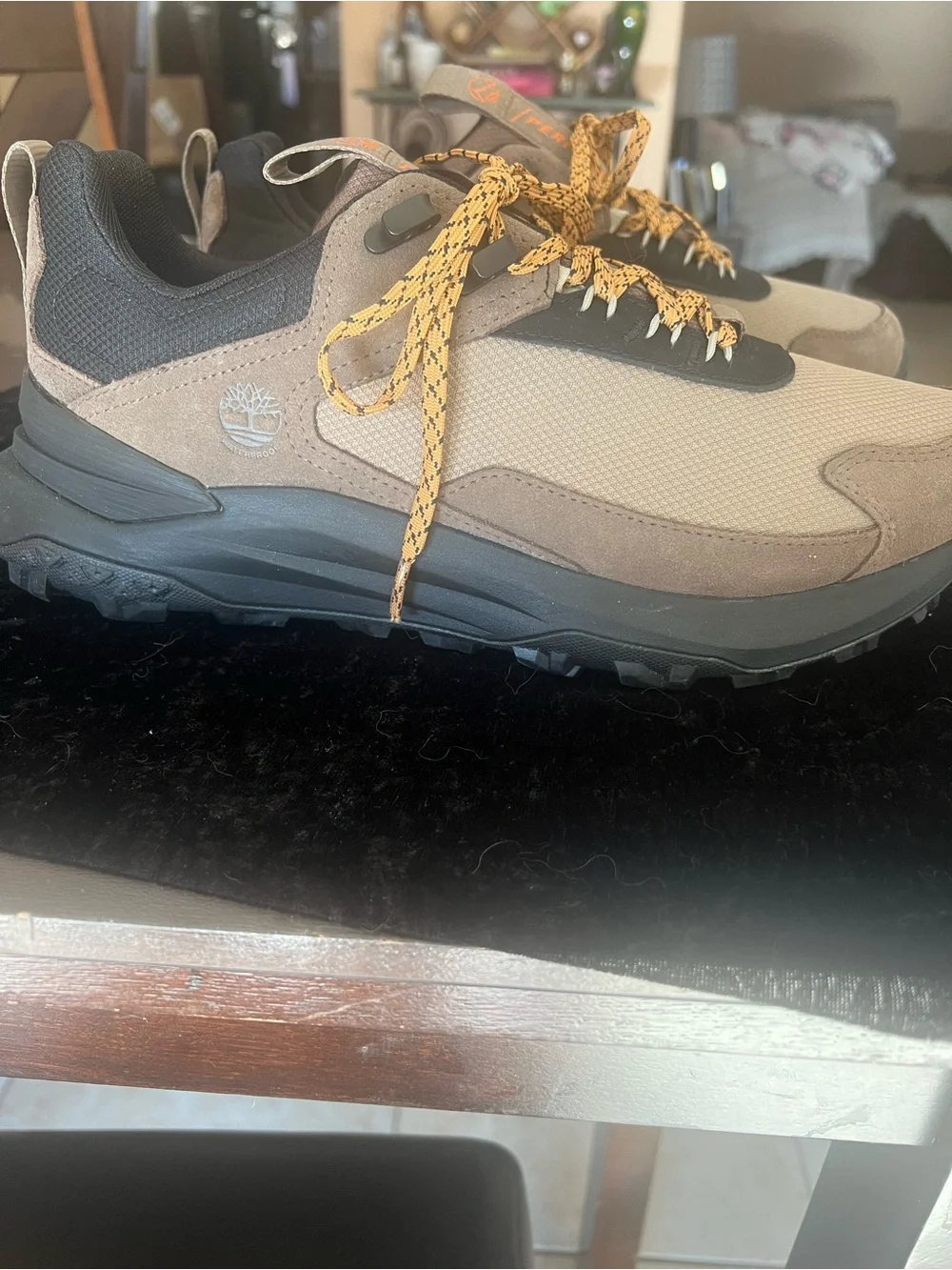 Timberland Brown and Black Trail Athletic Sneakers with Yellow Laces